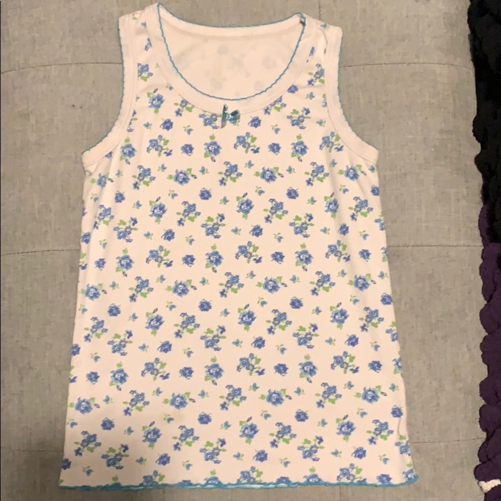 blue and white floral tank top